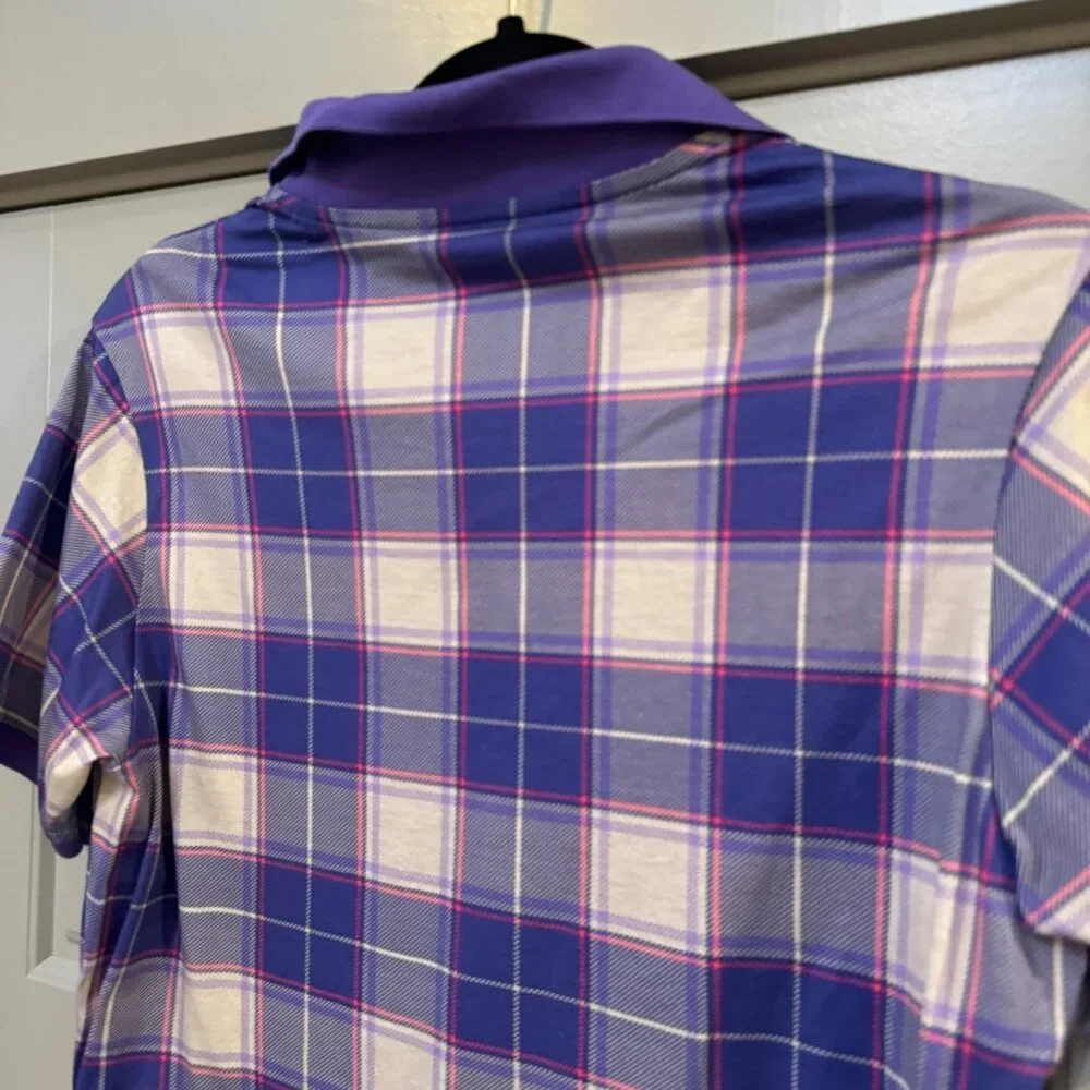 ST. ANDREWS LINKS TARTAN COLLECTION | Purple Tartan Golf Polo Size Medium - Picture 8 of 11